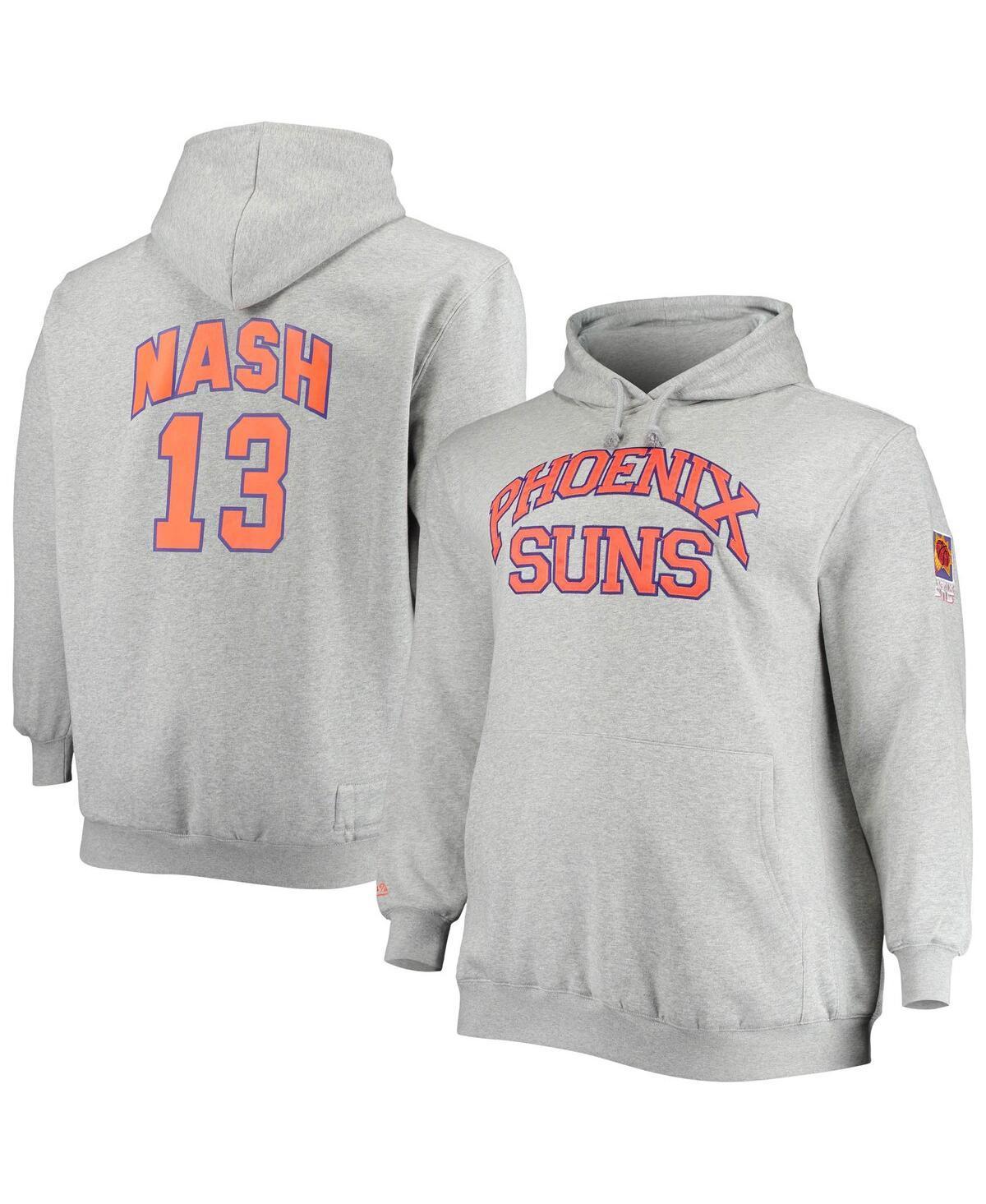 Men's Mitchell & Ness Steve Nash Heathered Gray Phoenix Suns Big & Tall Name & Number Pullover Hoodie, Size: 2XLT, Phx Grey Product Image