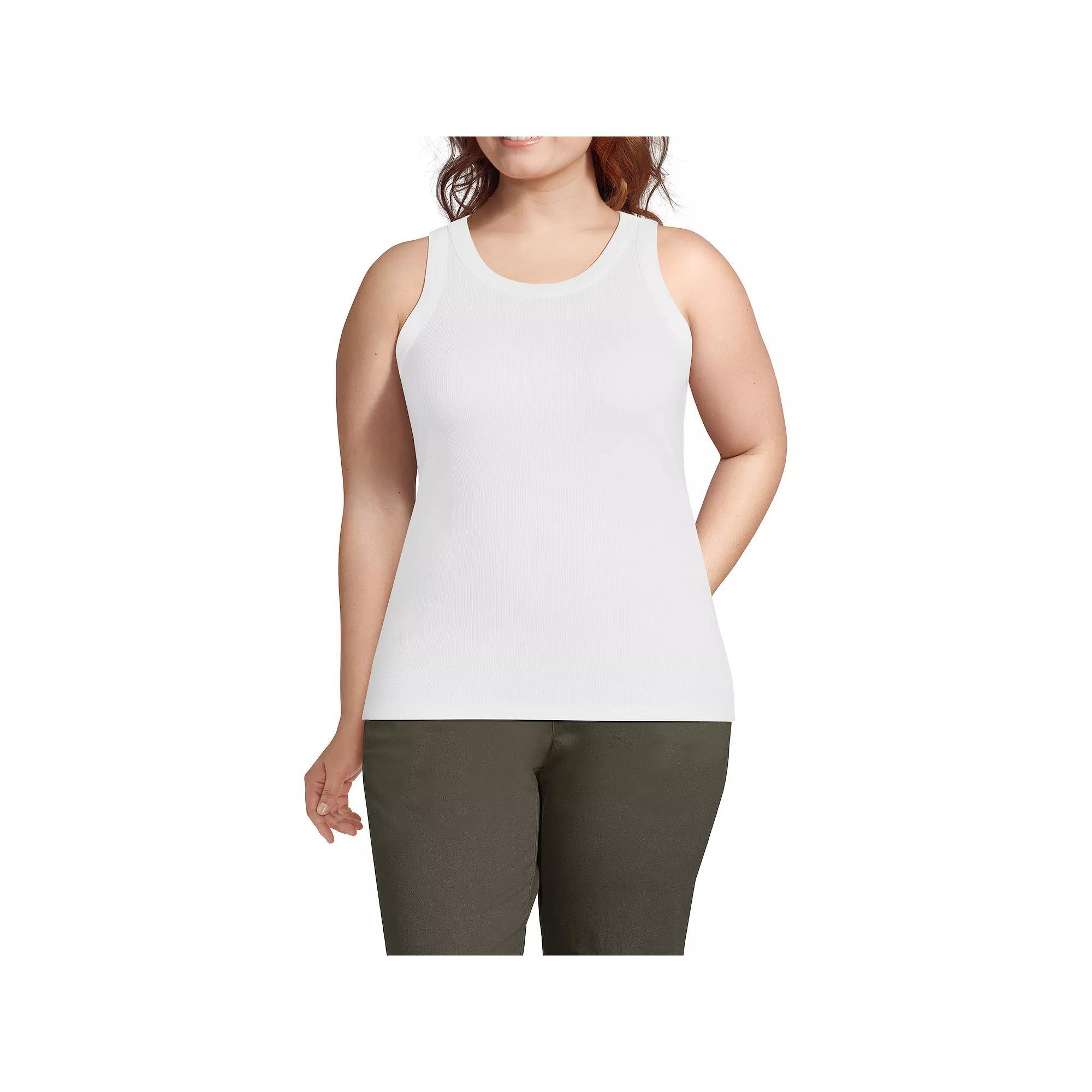 Plus Size Lands End Crew Neck Tank Top, Womens Product Image
