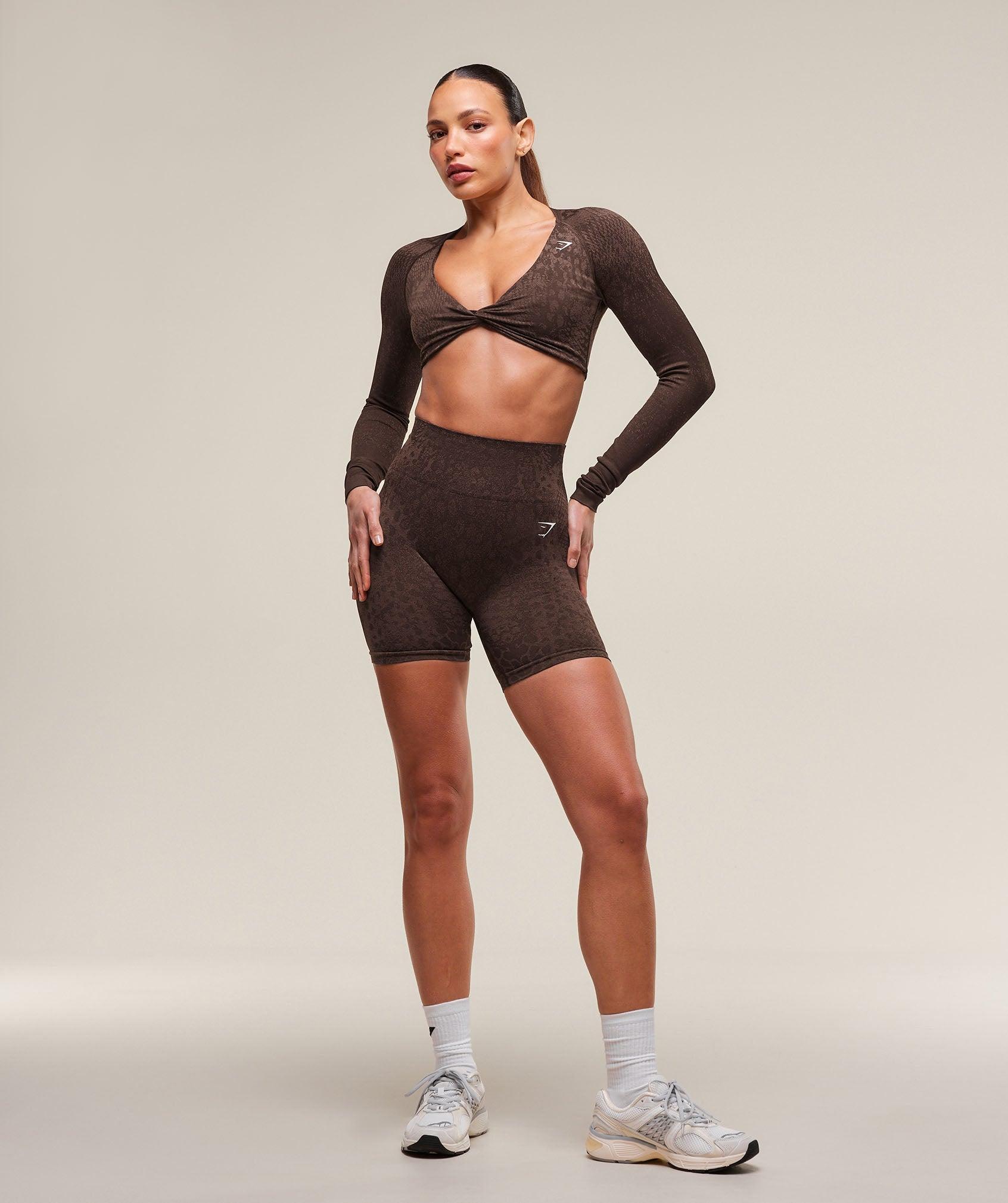 Gymshark Adapt X Whitney Animal Seamless Long Sleeve Top - Archive Brown/Soft Brown Female Product Image