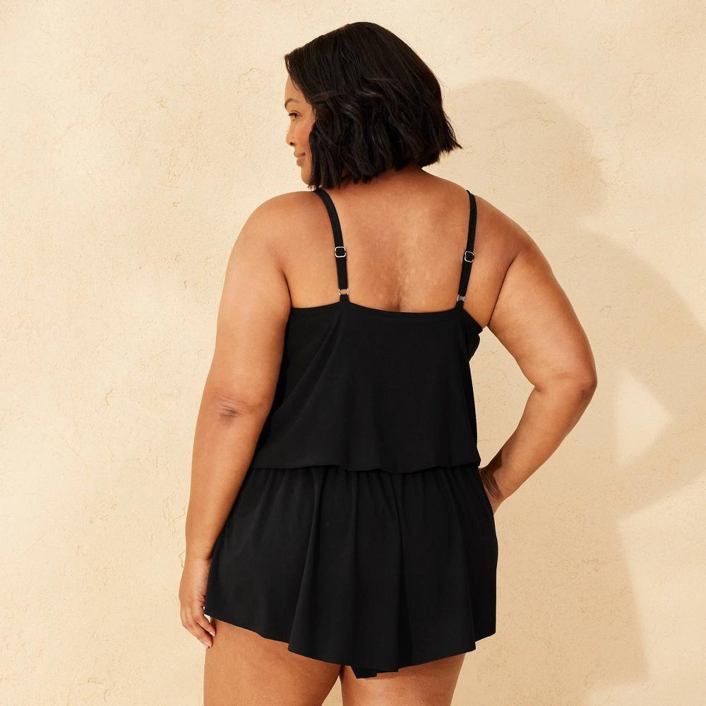Womens Full Coverage Swim Romper - Shade & Shore Black 24 Product Image