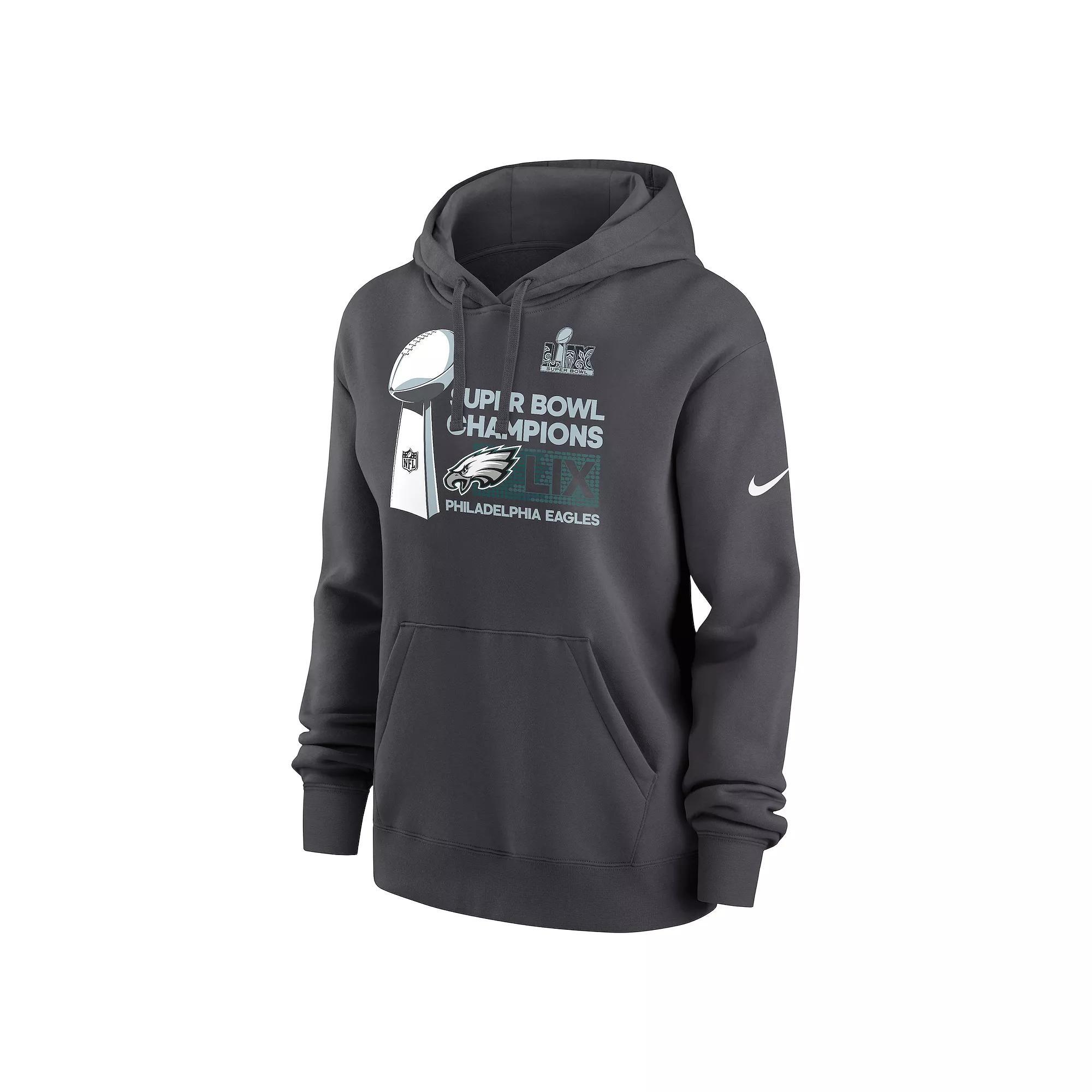 Women's Nike Philadelphia Eagles Super Bowl LIX Champions Locker Room Trophy Collection Fleece Hoodie, Size: Small, Grey Product Image
