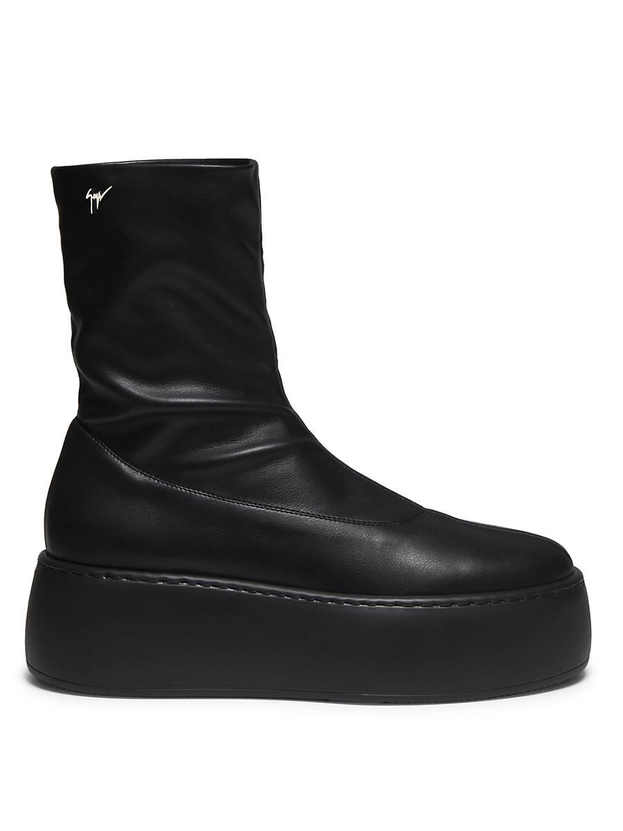 Womens 35MM Stretch-Leather Platform Booties Product Image