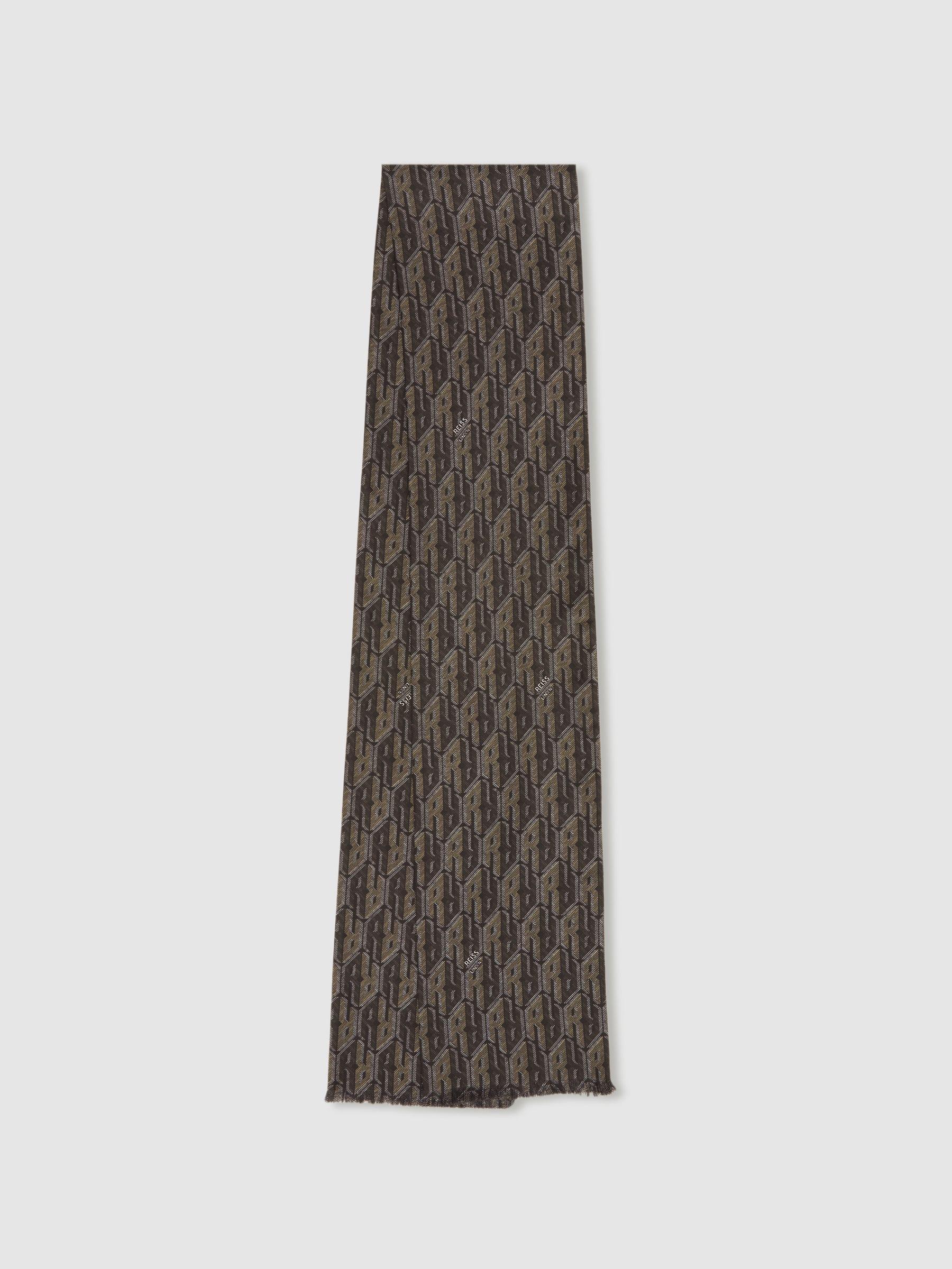 Silk-Twill Monogram-Jacquard Dress Scarf in Dark Multi Product Image
