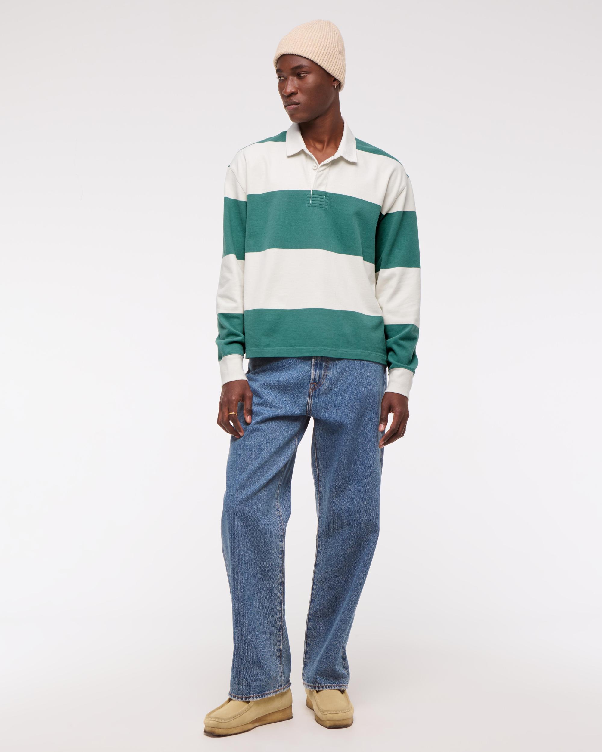 Long-Sleeve Cropped Rugby Polo Product Image
