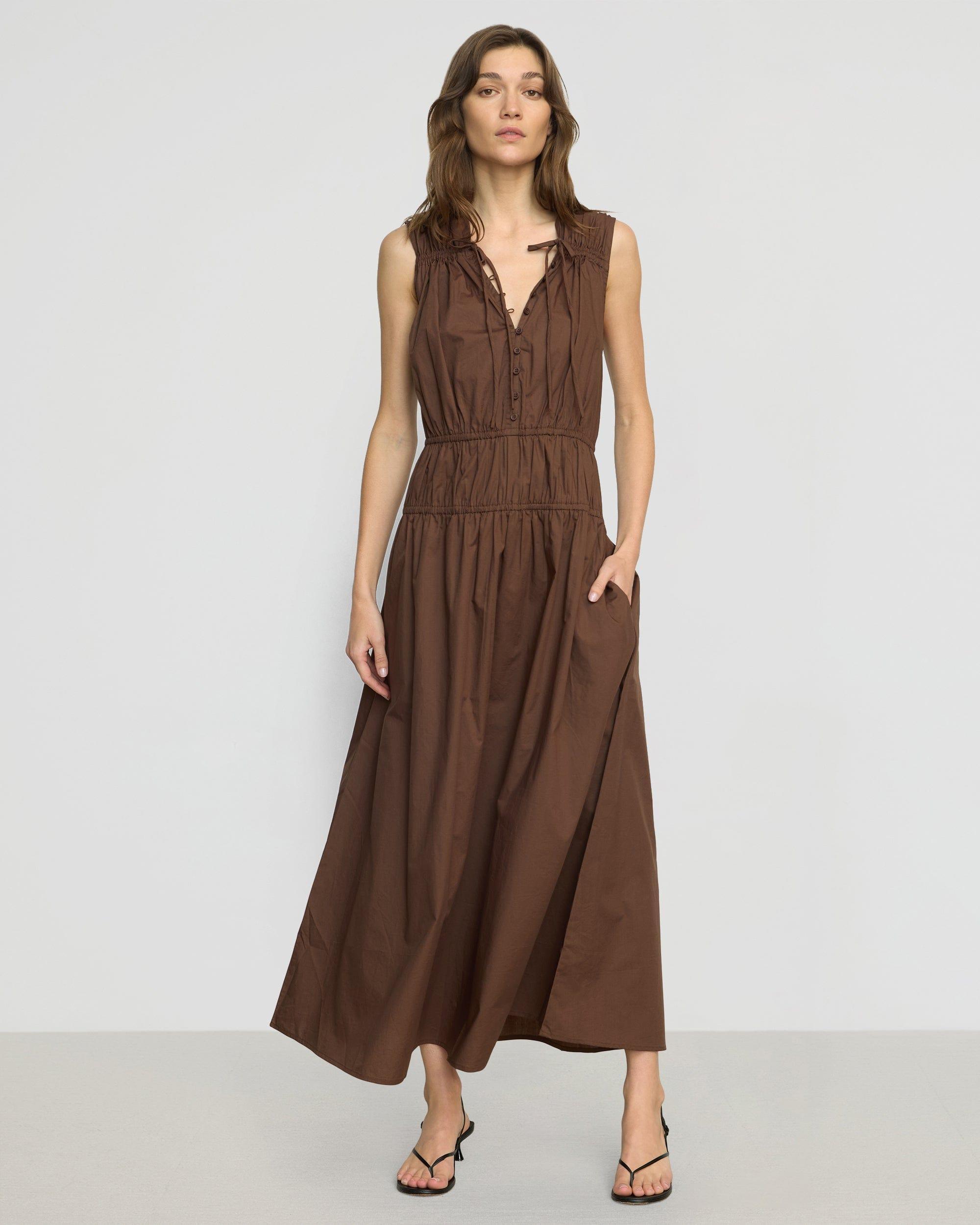 Iga Gathered Organic Cotton Maxi Dress Product Image