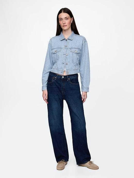 UltraSoft Denim Stripe Cropped Icon Jacket Product Image