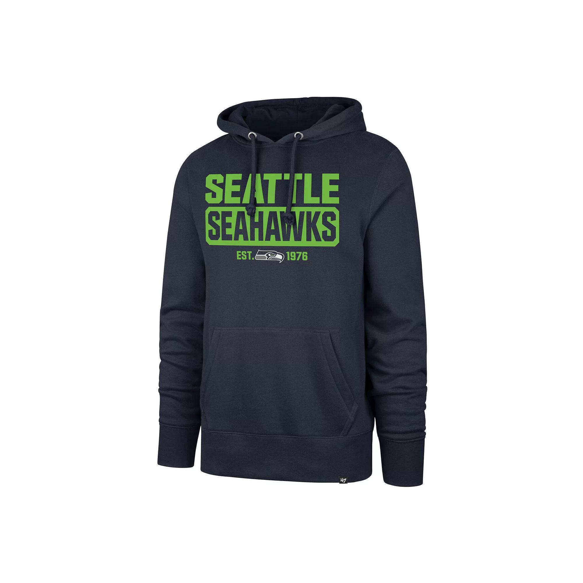 Men's '47 College Navy Seattle Seahawks Box Out Headline Pullover Hoodie, Size: 3XL, Blue Product Image