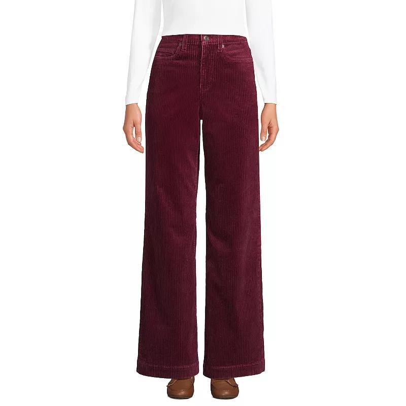 Women's Lands' End High Rise Wide Leg Corduroy Pants, Size: 8, Rich Brown Product Image
