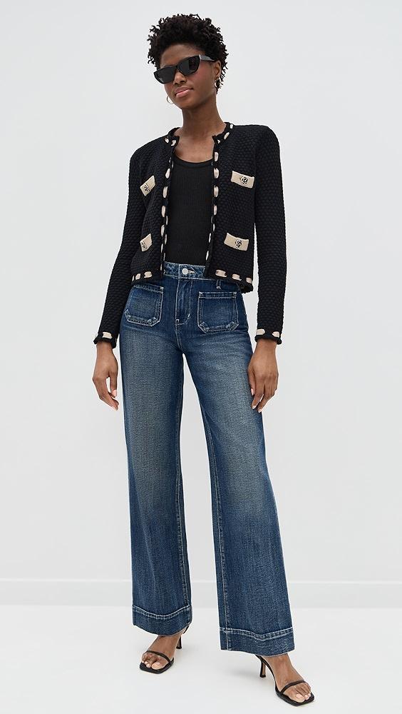 L'AGENCE Astor Contrast Trim Cardigan | Shopbop Product Image