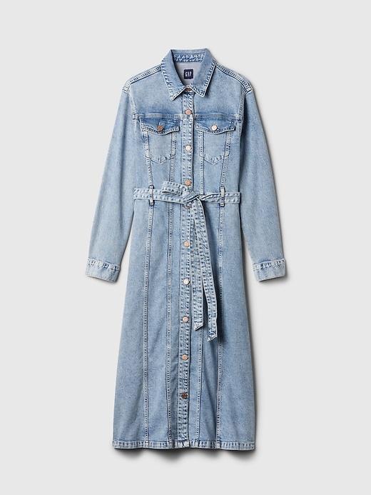 Belted Denim Midi Dress Product Image