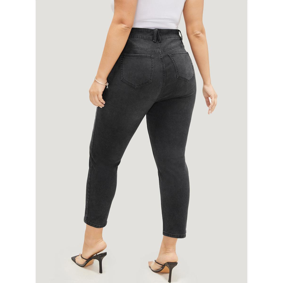 Plus Size Skinny Very Stretchy High Rise Black Wash Jeans Women Black Casual Plain High stretch Pocket Jeans BloomChic 24/3X Product Image