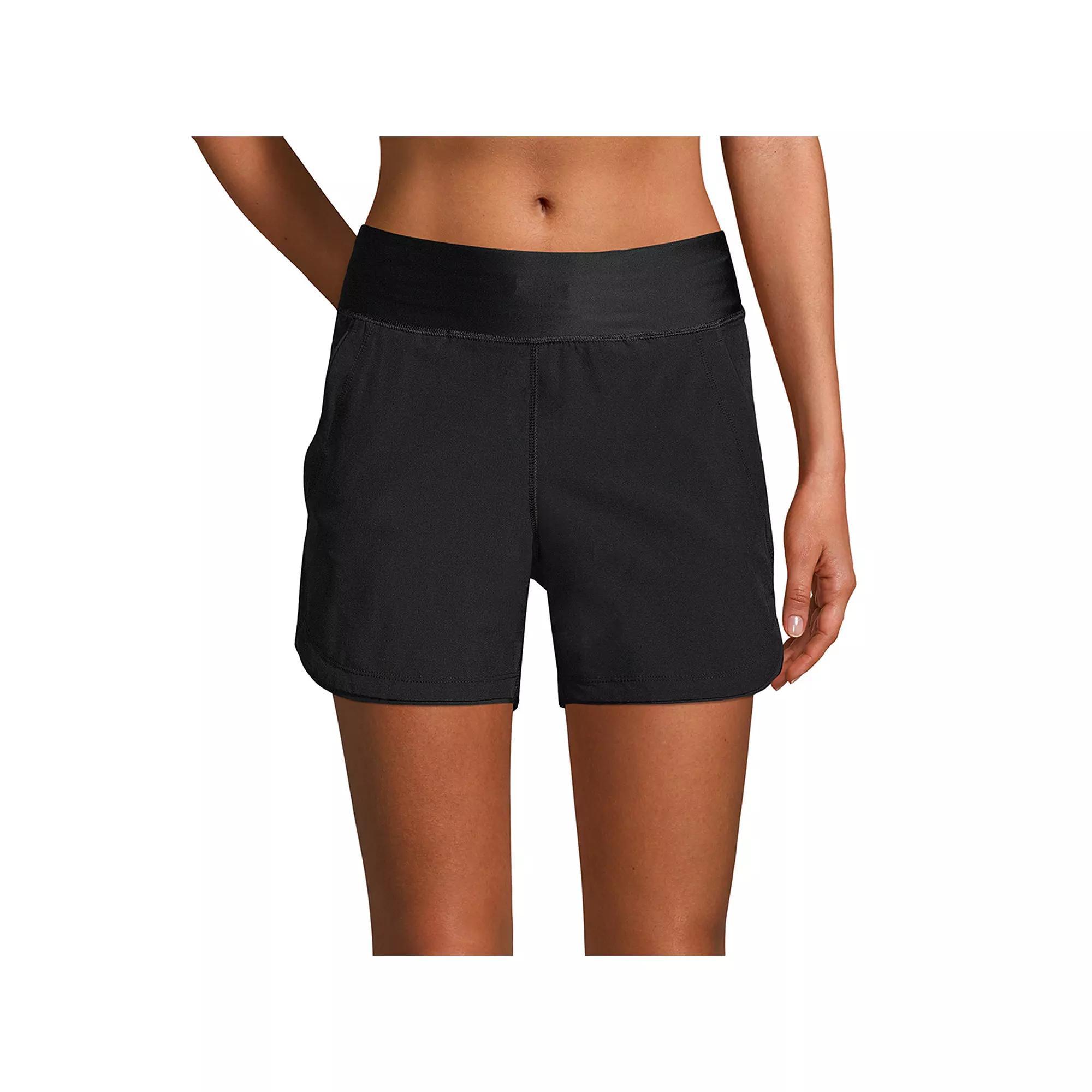 Petite Lands' End 5" Quick Dry Swim Shorts With Panty, Women's, Size: 8 Petite, Black Product Image