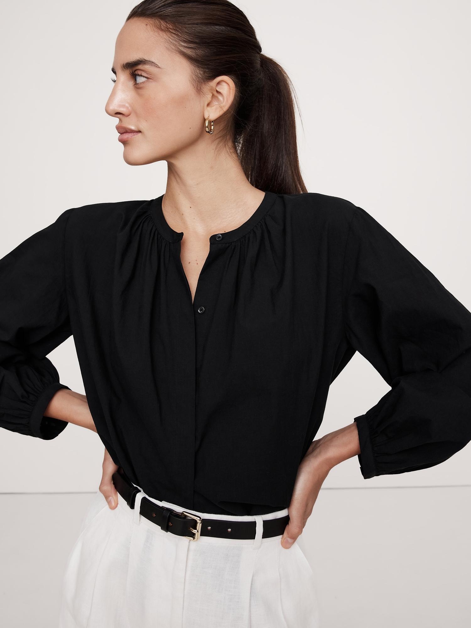 Cotton Voile Shirred Blouse Product Image