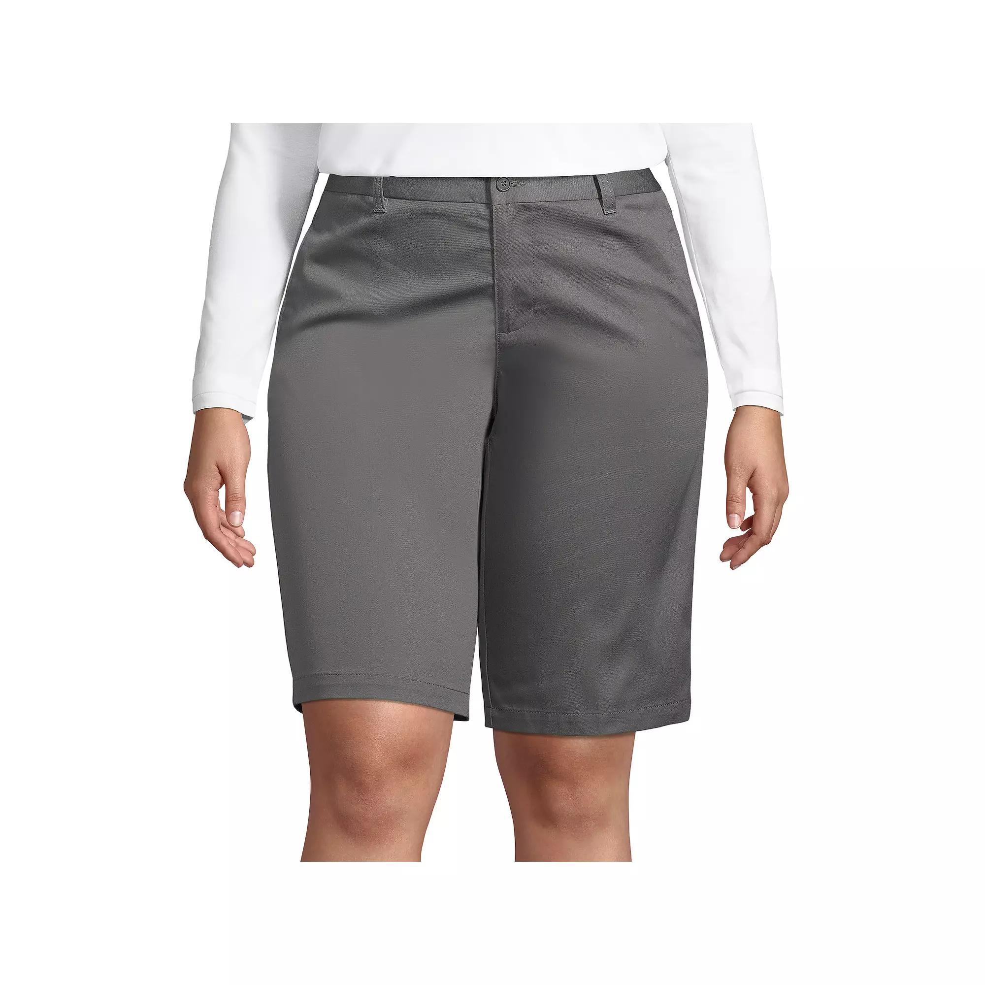 Plus Size Lands' End School Uniform Plain Front Blend Chino Shorts, Women's, Size: 22 W, Black Product Image