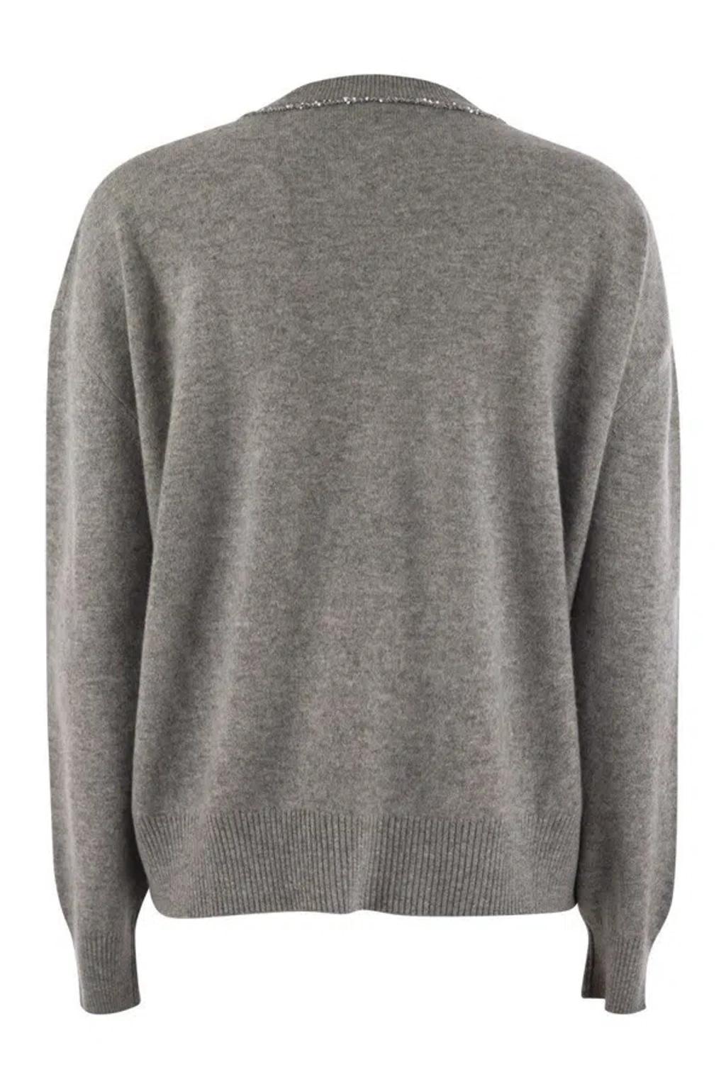 FABIANA FILIPPI V-neck Sweater With Sequins In Grey Product Image