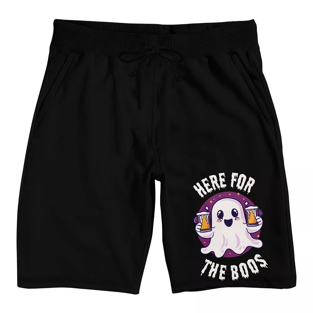 Men's Here For The Boos Sleep Shorts, Size: Small, Black Product Image