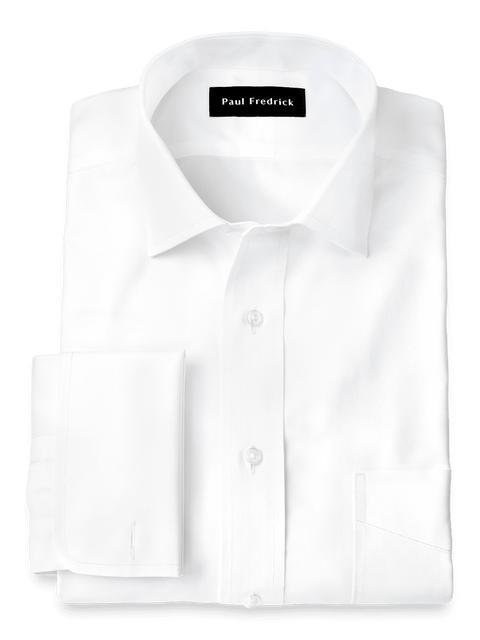 Non-Iron Cotton Pinpoint Solid Spread Collar French Cuff Dress Shirt - Blue Product Image