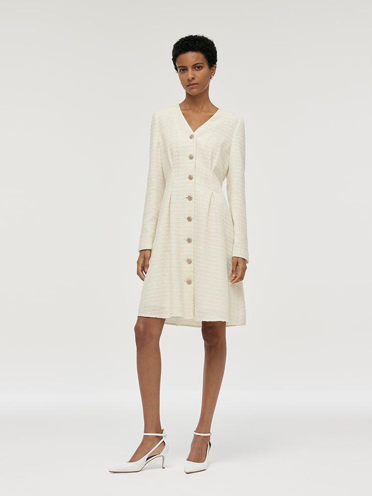 Tweed V-Neck Women Mini Dress Product Image