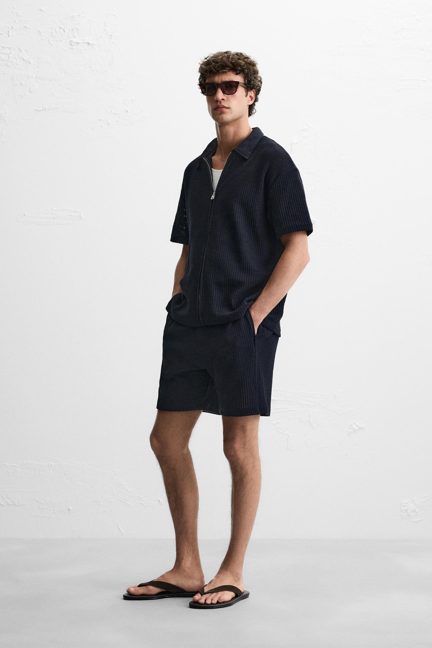 TEXTURED ZIP-UP SHIRT Product Image