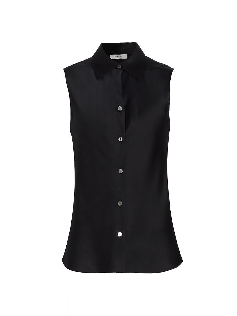 Sleeveless Bias-Cut Silk Shirt Product Image