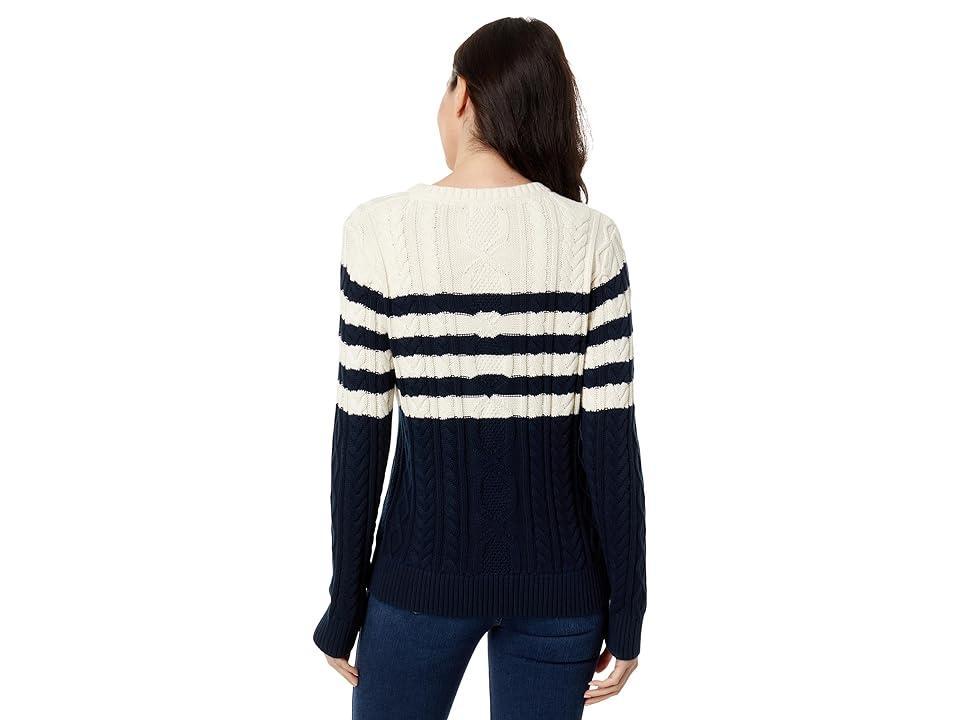 L.L.Bean Petite Soft Cotton Fisherman Crew Neck Pattern (Classic Navy Stripe) Women's Clothing Product Image