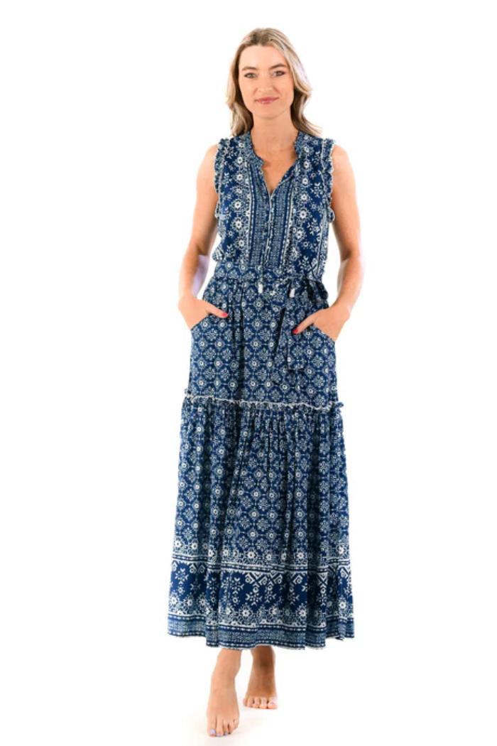 Alexis Dress - Indigo Geo Product Image