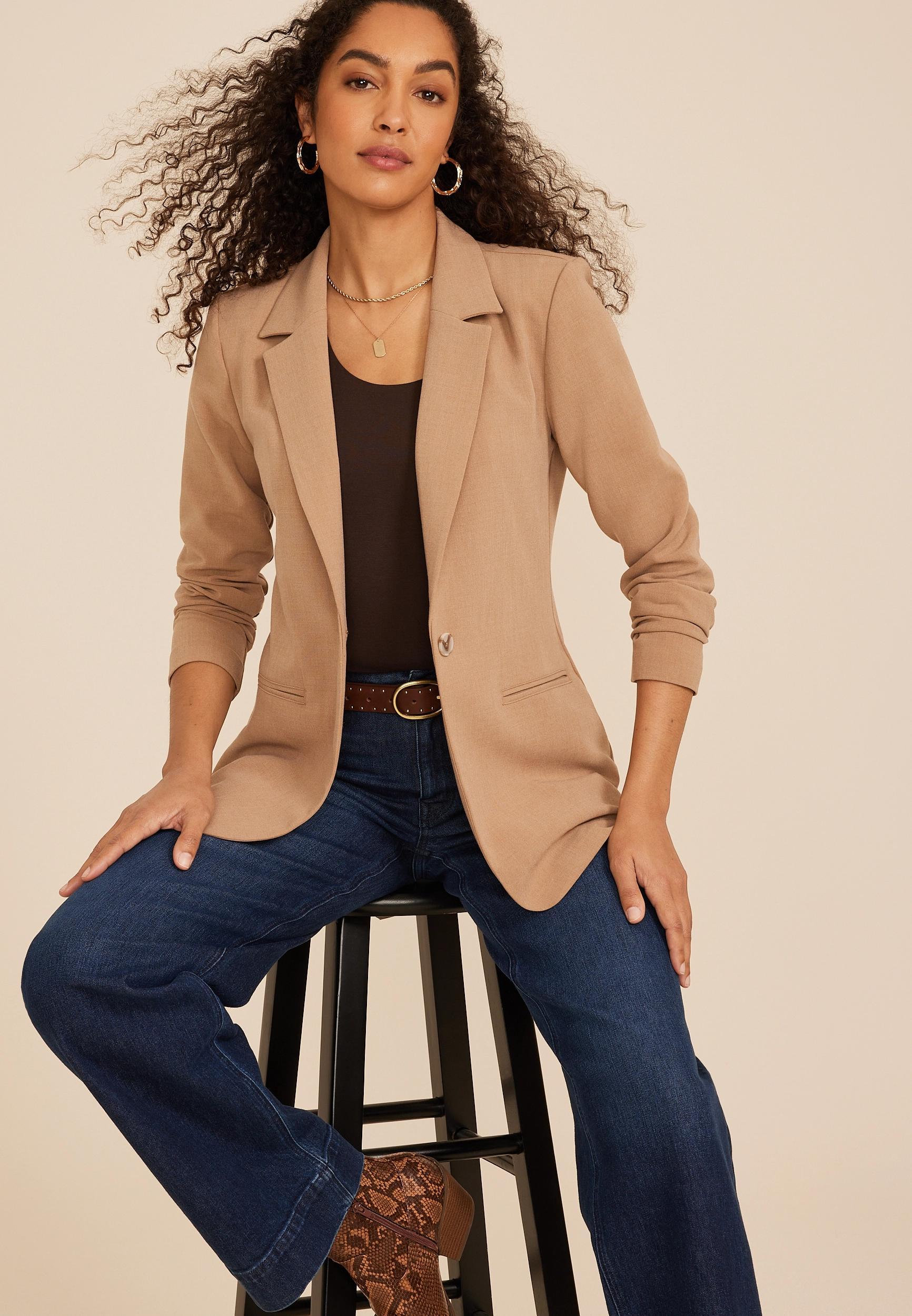 One Button Boyfriend Blazer Product Image