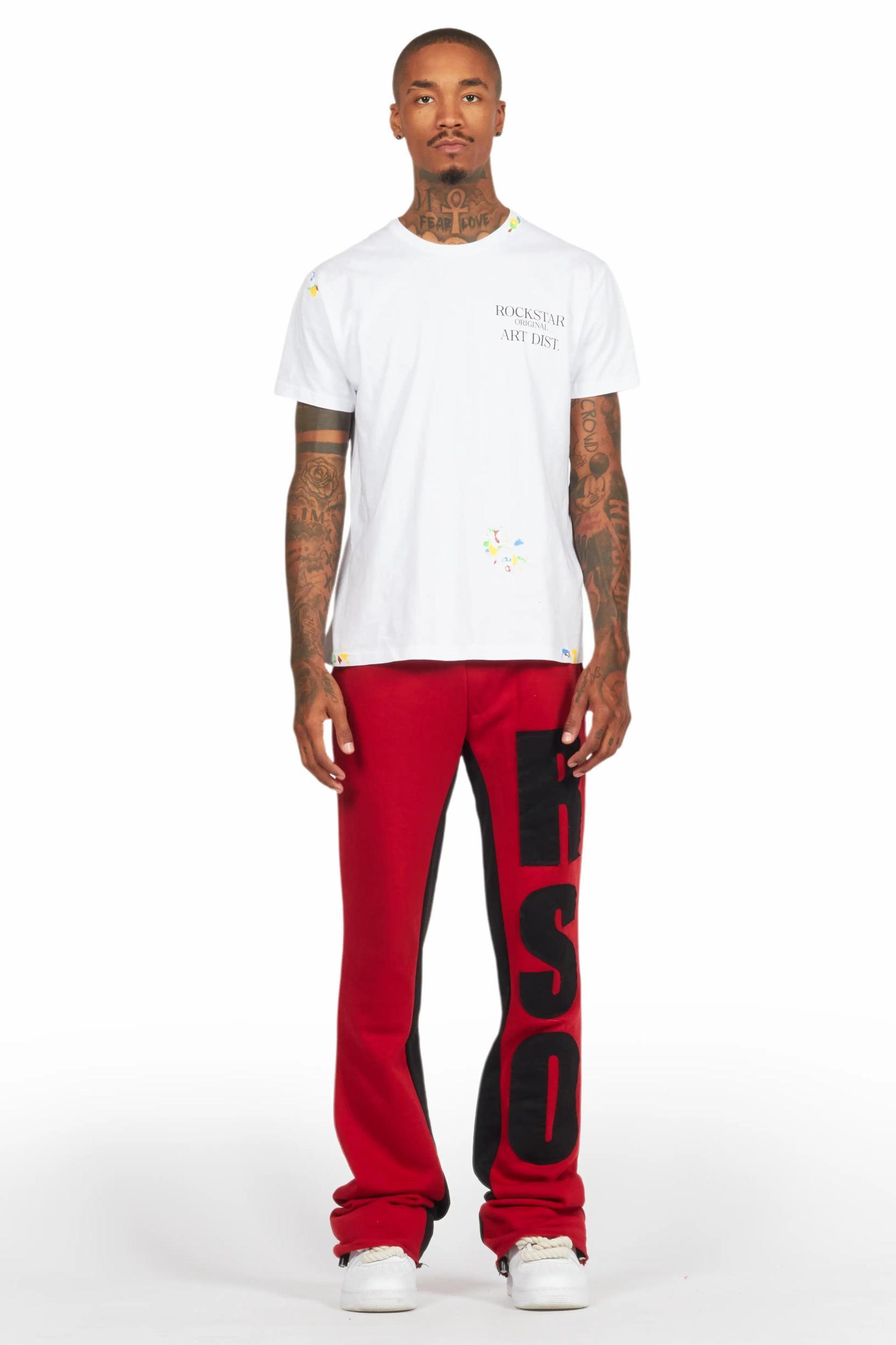 Uko Burgundy Stacked Baggy Track Pant Male Product Image
