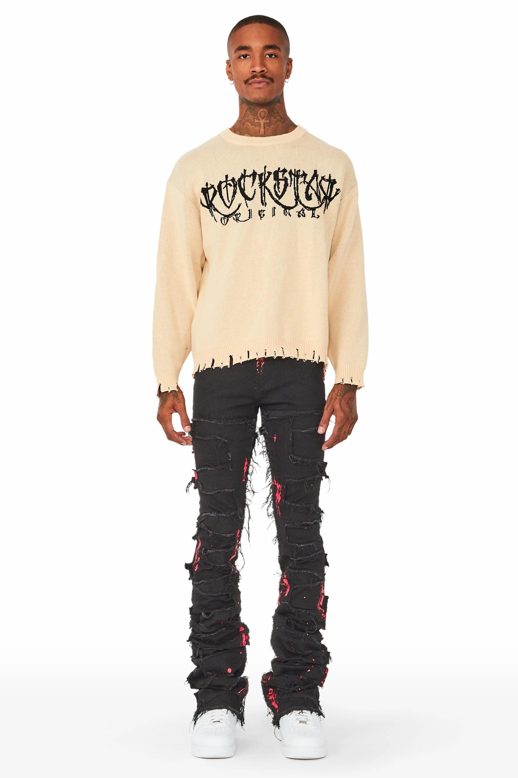 Kaleb Beige Knit Sweater Male Product Image