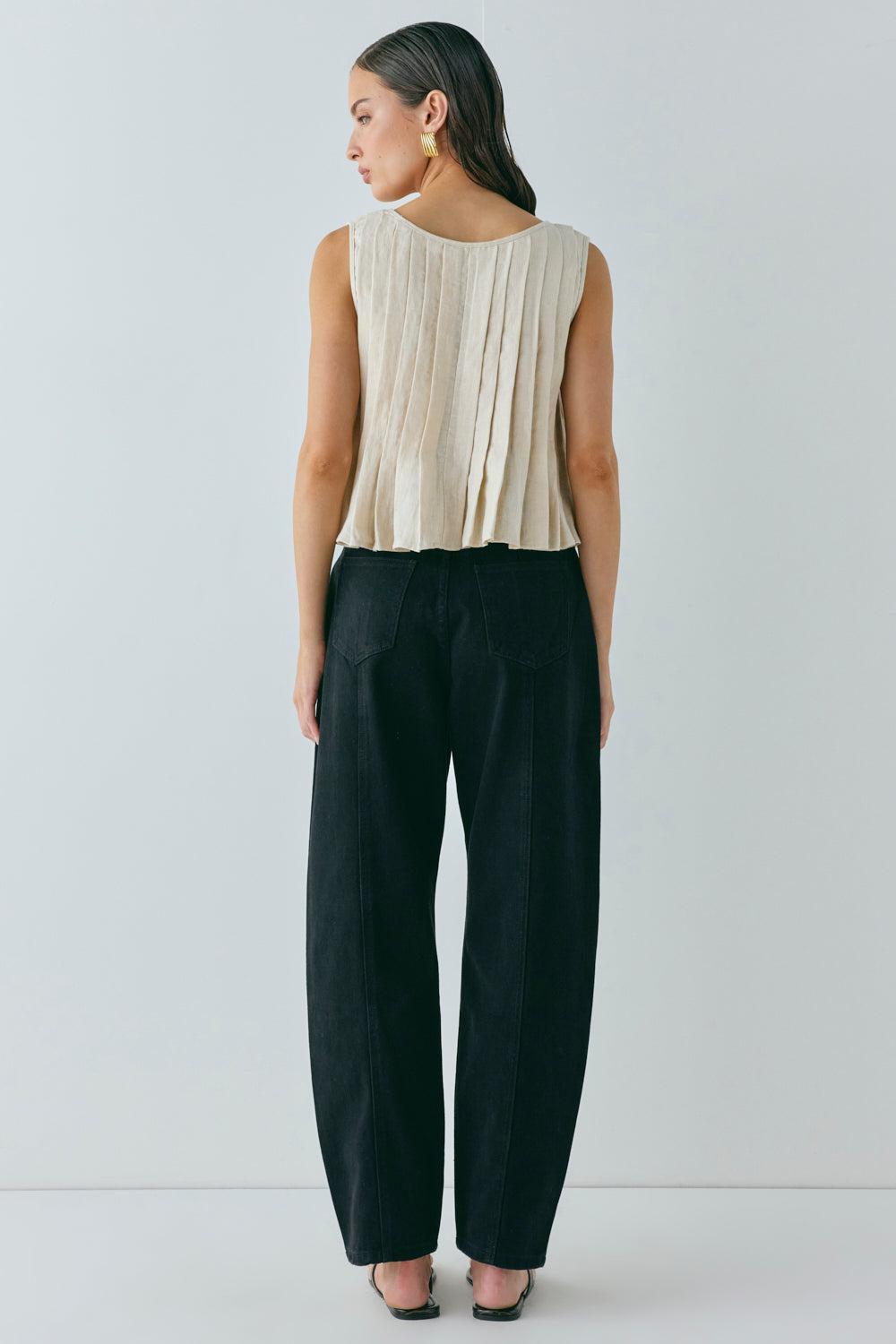 Valeria Linen Top Oatmeal Product Image