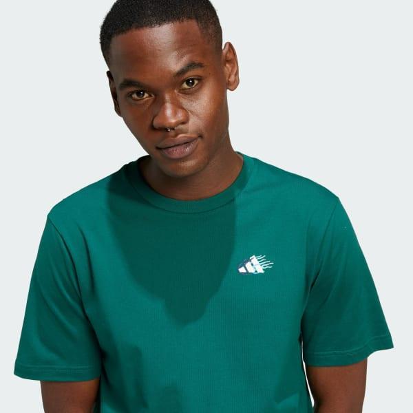 adidas Lounge Mini Embroidery Graphic Tee Collegiate Green S Mens Product Image