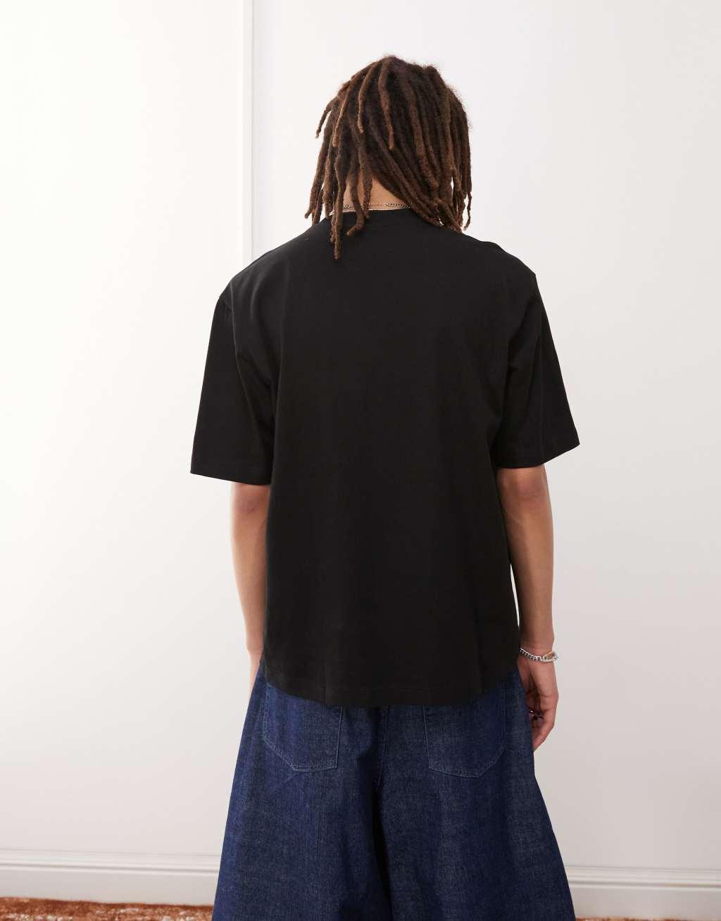 Weekday relaxed fit heavyweight jersey t-shirt in black Product Image