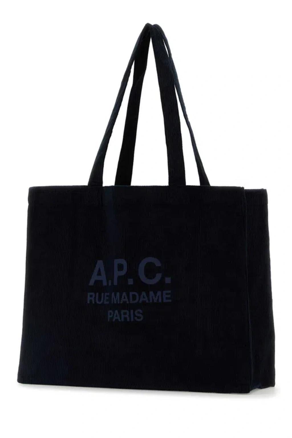 APC Dark Blue Corduroy Diane Shopping Bag In Black Product Image