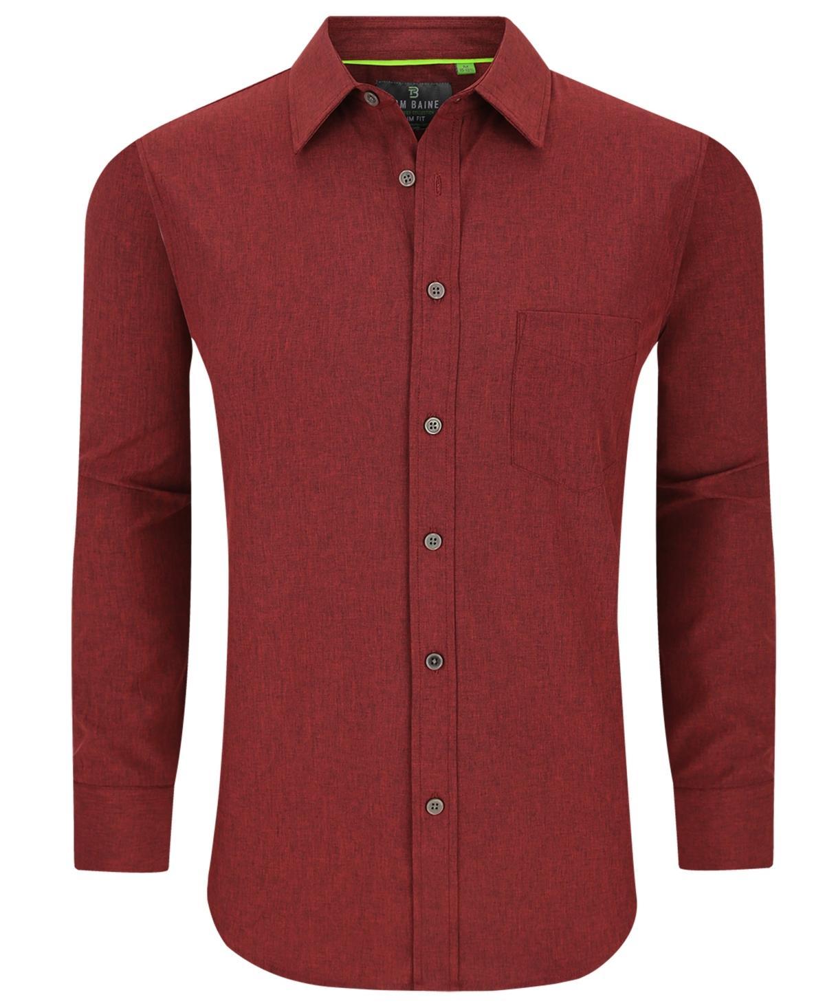 Tom Baine Mens Slim Fit Performance Long Sleeve Solid Button Down Dress Shirt Product Image