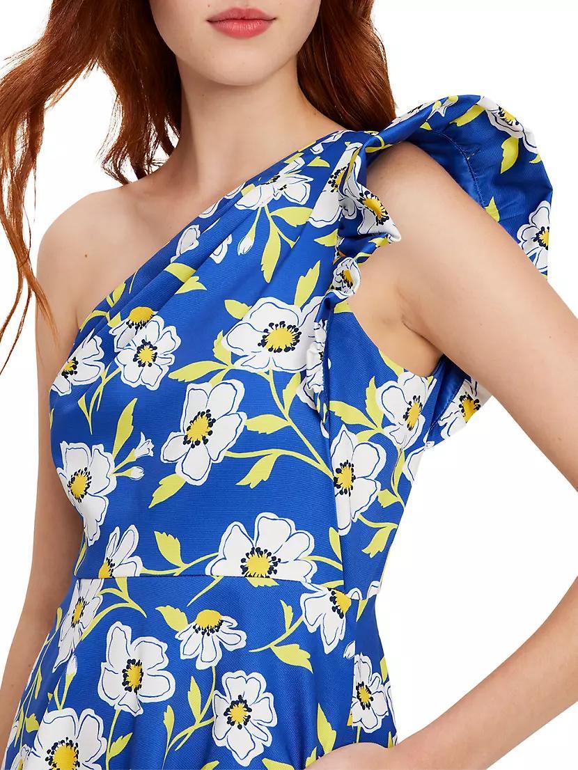 Sunshine Floral Ruffled Faille Midi-Dress Product Image