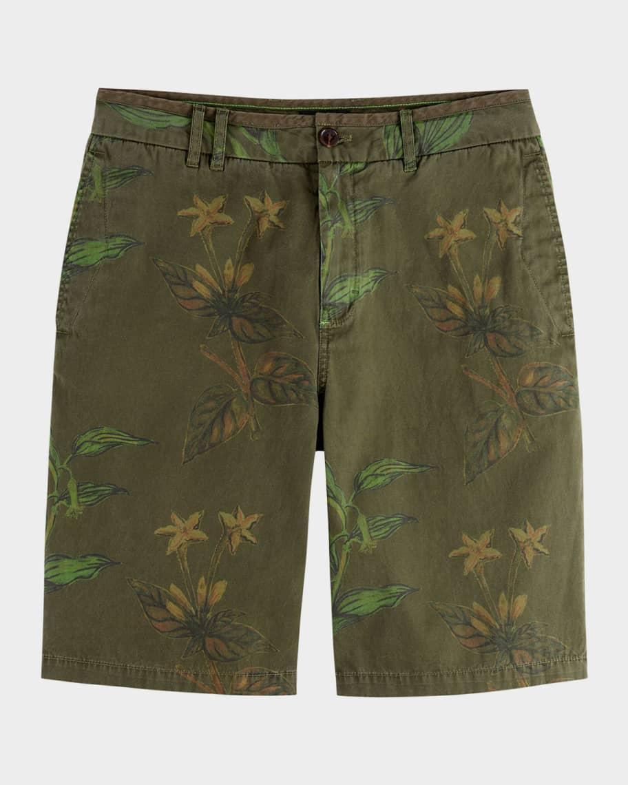 Mens Printed Cotton Relaxed-Fit Shorts Product Image