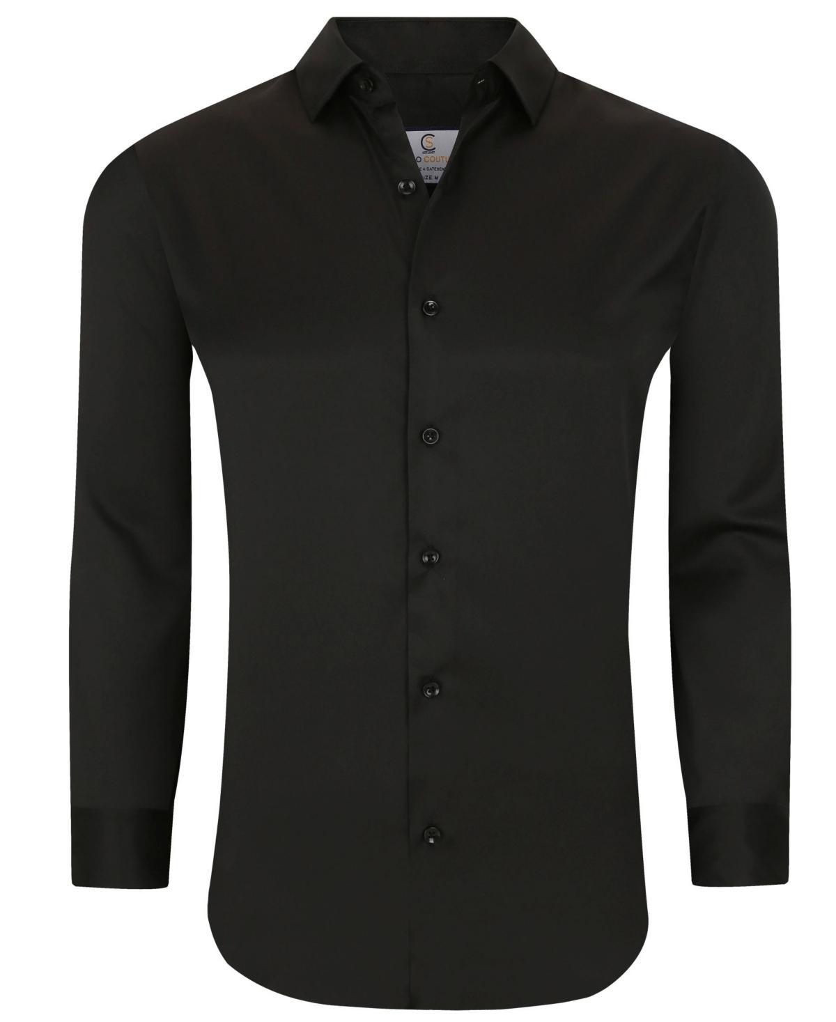 Suslo Couture Mens Solid Slim Fit Wrinkle Free Stretch Long Sleeve Button Down Shirt Product Image
