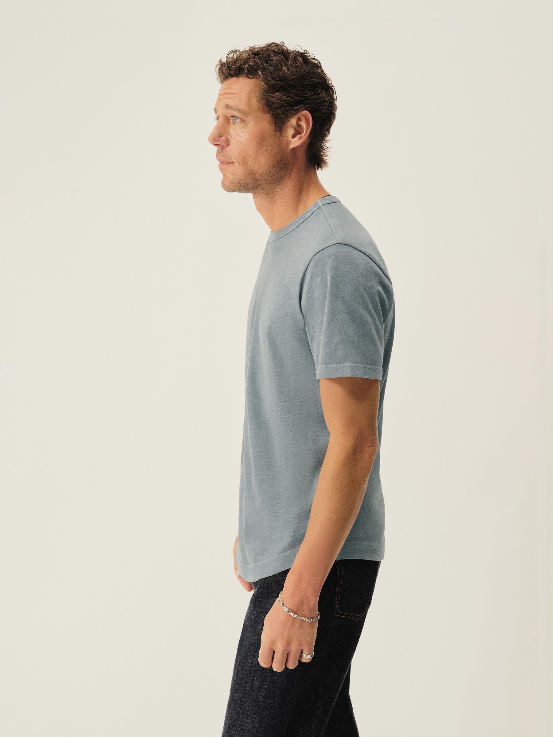 Dusk Blue Venice Wash Slub Curved Hem Tee Product Image