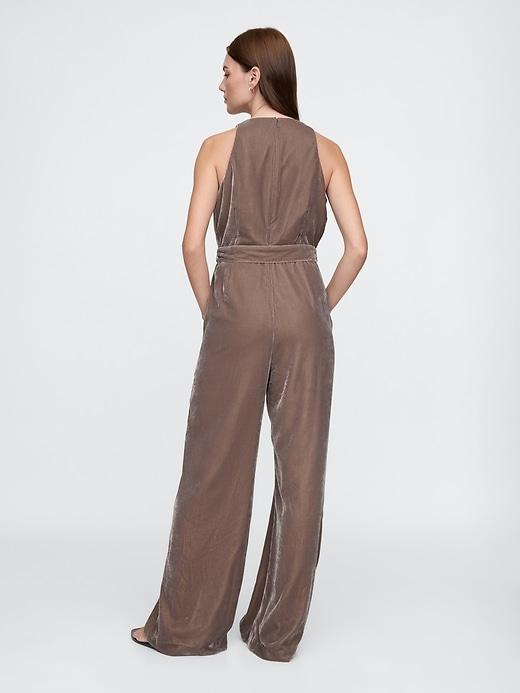 Recycled Velvet V-Neck Jumpsuit Product Image