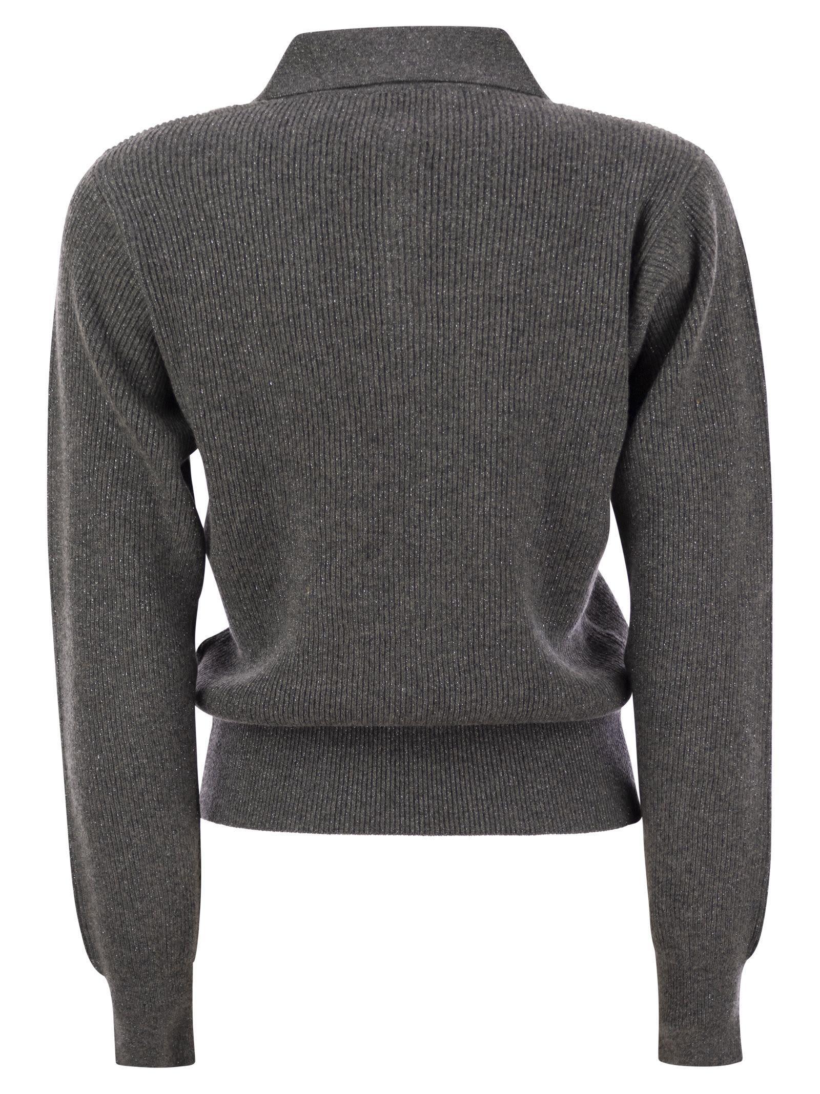 FABIANA FILIPPI Ribbed Knit With Polo Neck In Grey Product Image