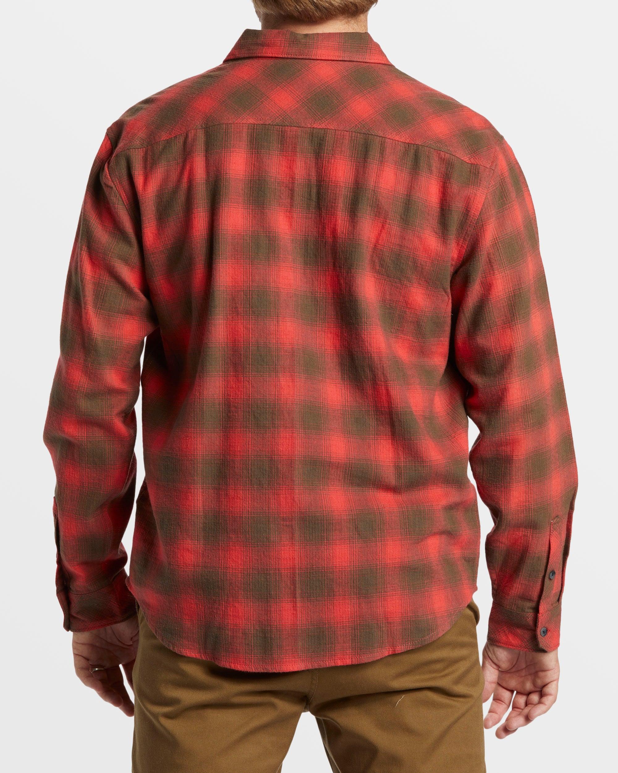 Coastline Long Sleeve Flannel Shirt - Red Male Product Image