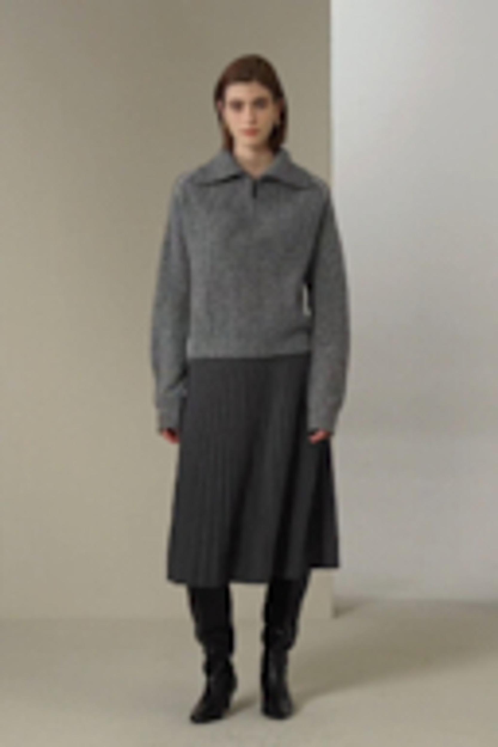 Cashmere Half Zip-Up Ribbed Sweater Product Image