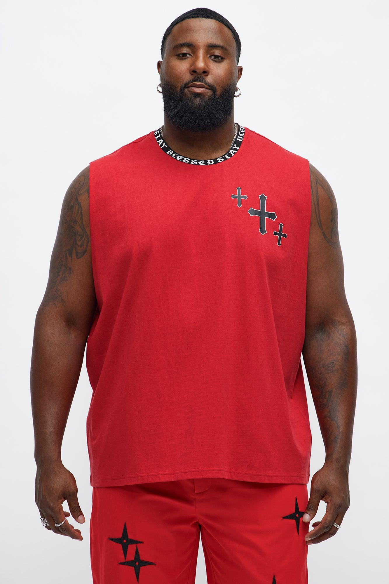 Muscle Stay Blessed Tank - Red Product Image