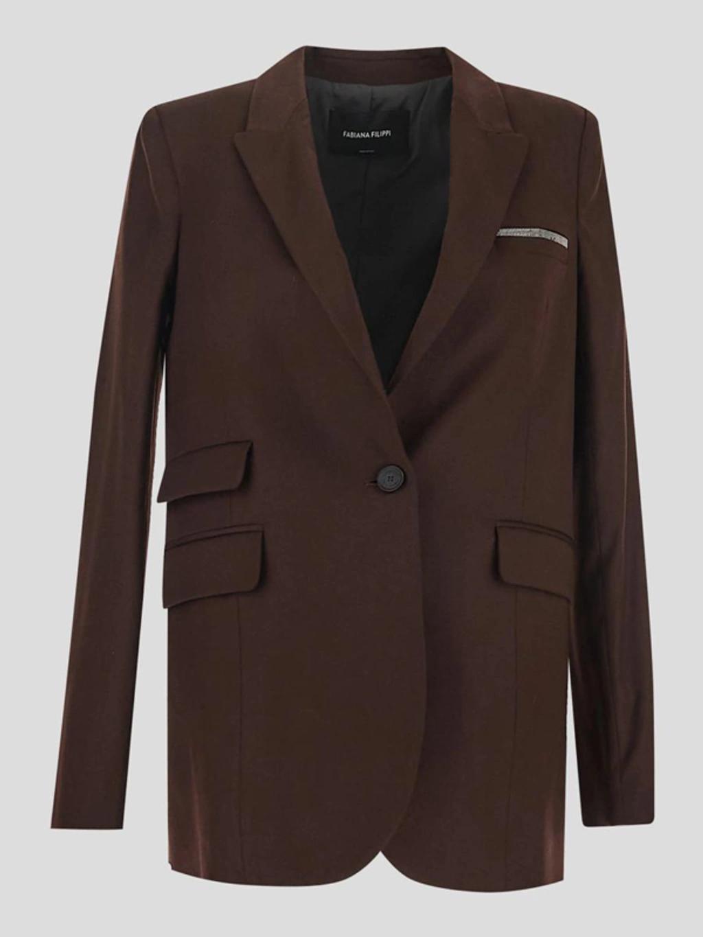 FABIANA FILIPPI Blazer Jacket In Brown Product Image