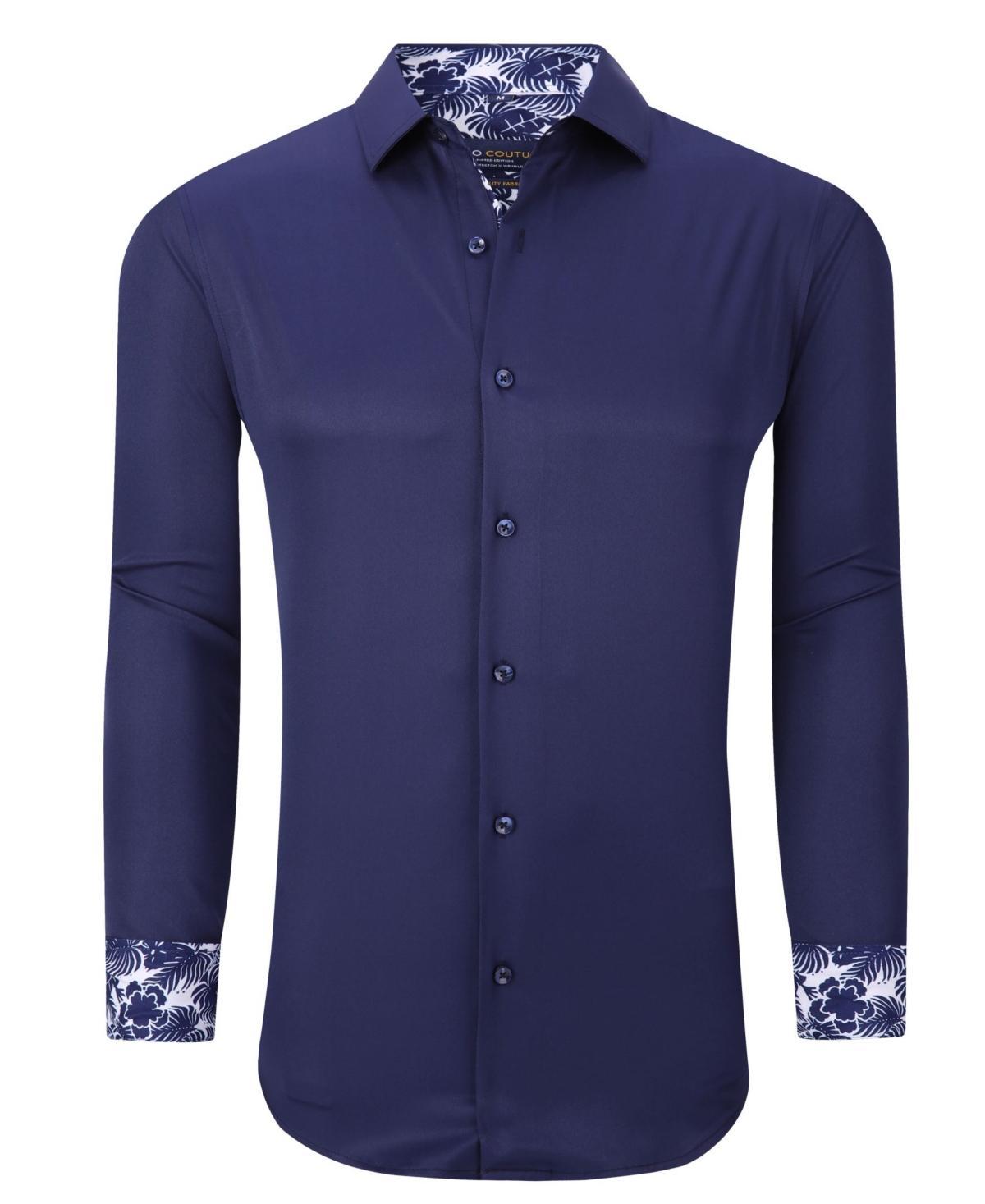 Mens Solid Slim Fit Wrinkle Free Stretch Dress Shirt Product Image