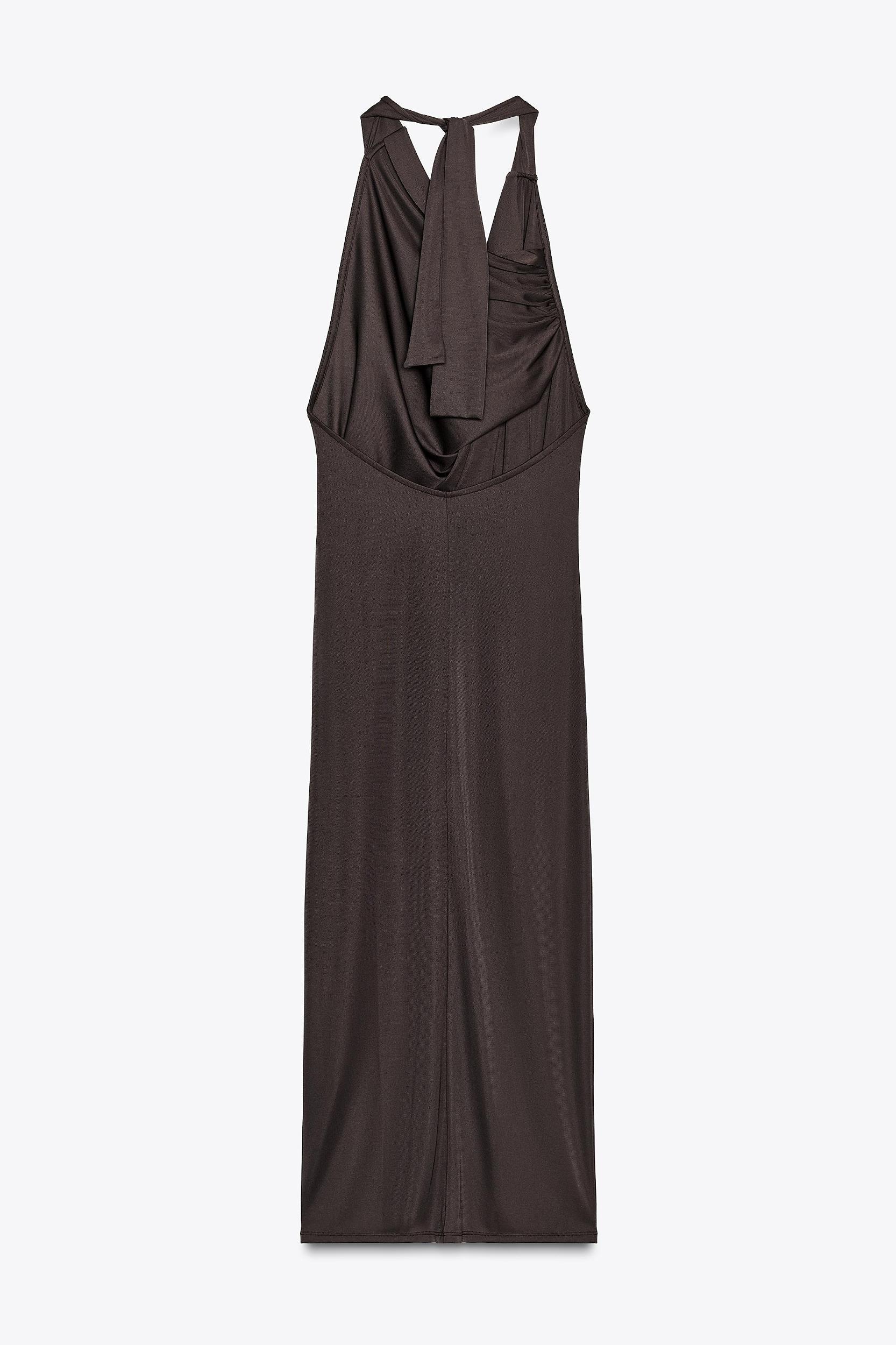 FLOWY NECK PLEATED DRESS Product Image
