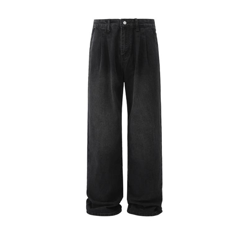 RT No. 12412 PLEATED DENIM STRAIGHT JEANS Product Image