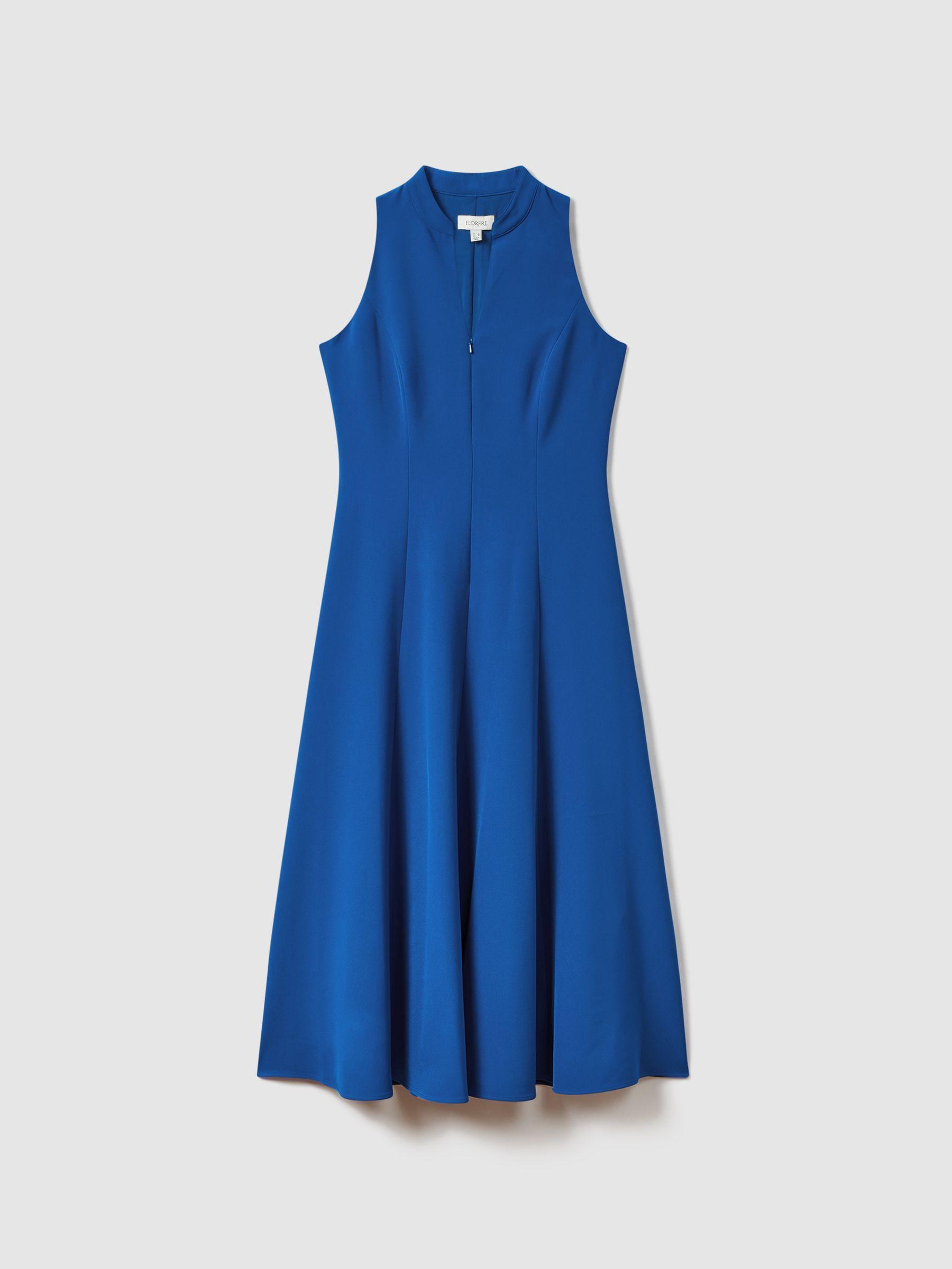 Florere Bright Blue Florere Bright Blue Zip Front Midi Dress Product Image