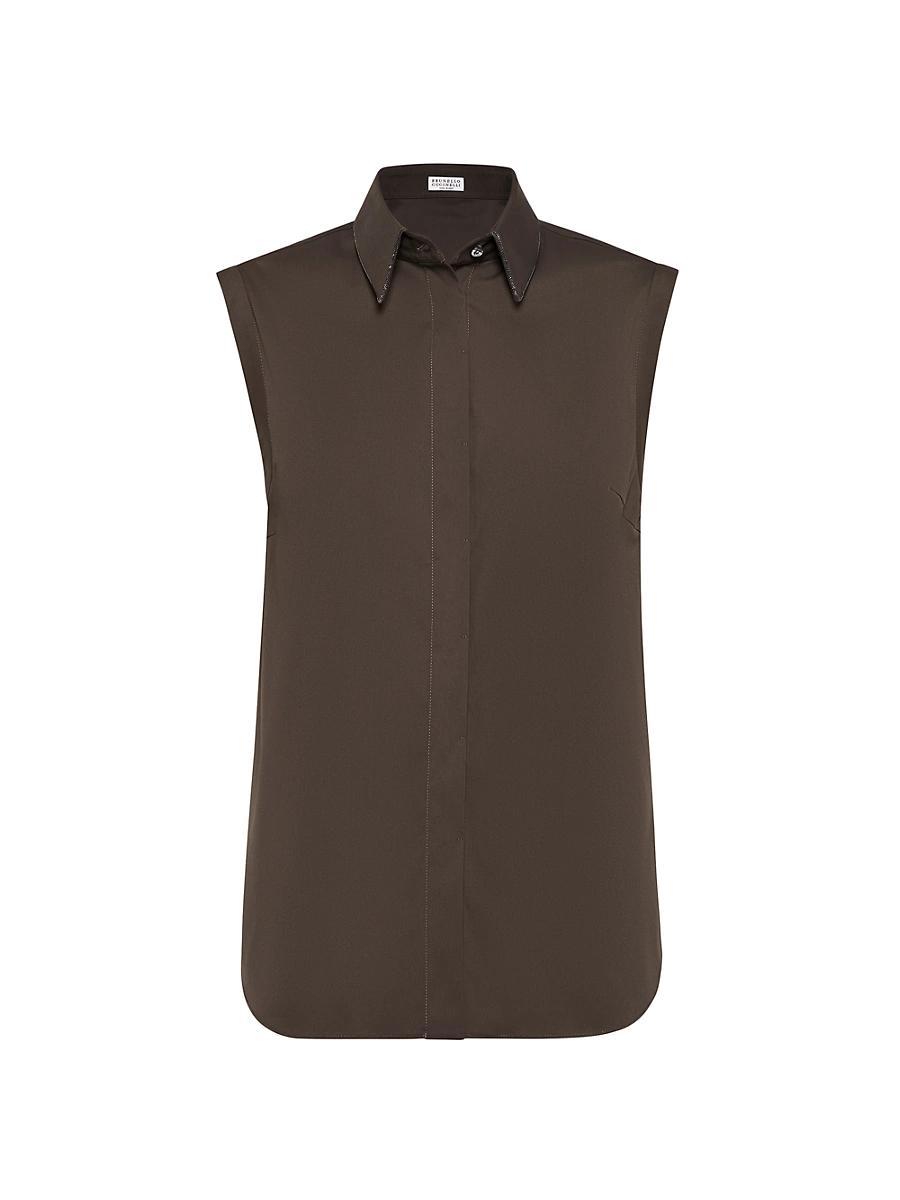 Womens Stretch Cotton Poplin Sleeveless Shirt Product Image