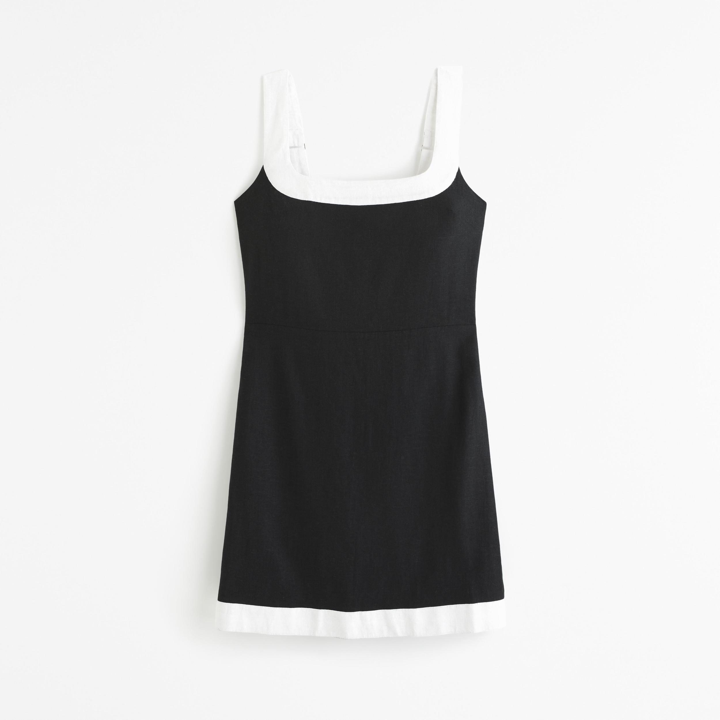 Linen-Blend Wide Strap Mini Dress Product Image